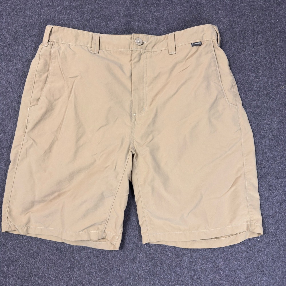 Simms Fishing Shorts Mens 36 Tan Khaki Outdoor Hiking Quick Dry Cargo Pockets